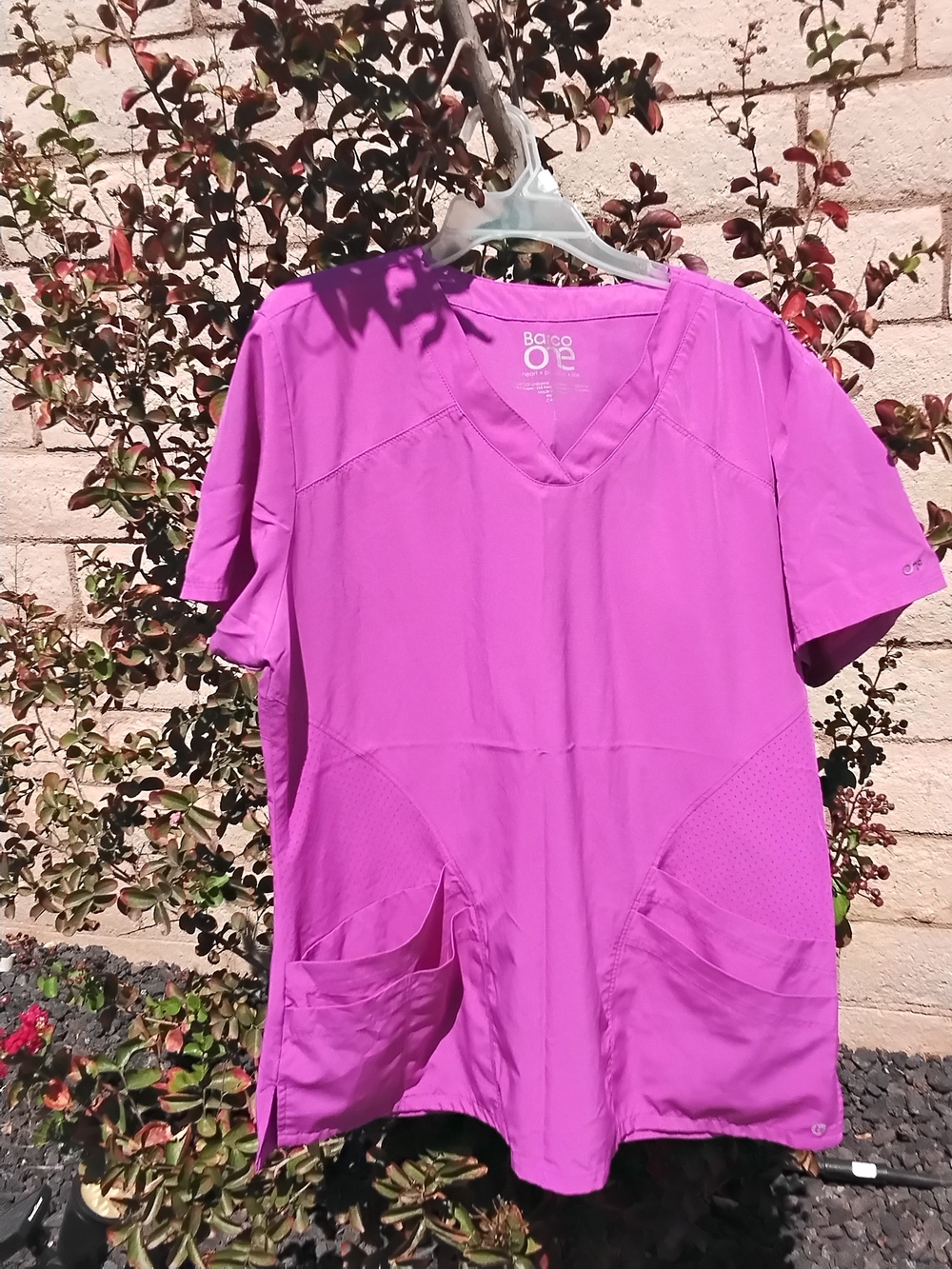 Barco One Women's V-Neck Short Sleeve Scrub Top - Magenta